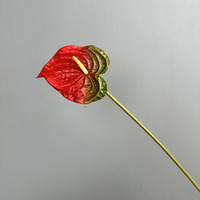 Rangkaian Bunga Anthurium PU Besar Warna Merah Laris Manis - Ringan untuk Natal, Imlek & Kembali ke Sekolah