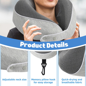 <b>Memory</b> <b>Foam</b> U-Shaped Pillow - Slow-Rebound Travel Neck Pillow with Foldable Design Portable Cervical Support for Airplane - Product Image 6
