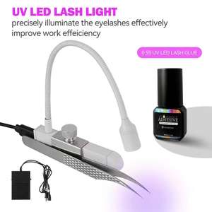 Lampe à extension de cils UV, lumière de durcissement ultraviolette LED pour colle à cils, avec pédale et pince à épiler lumineuse - Product Image 1
