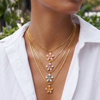 Collier à maillons tendance avec pendentifs breloques fleur en acier inoxydable chic, plaqué or 18 carats, accessoires personnels, vente en gros TGXL14121