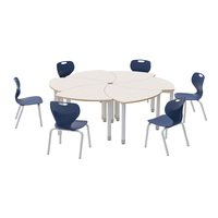 Ensemble chaise et bureau d'école à hauteur réglable de forme triangulaire au design moderne, avec fonctionnalités collaboratives multifonctions pour utilisation en atelier