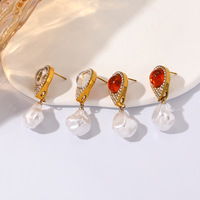 Anting-anting Zirkon Baja Anti Karat Berkualitas Tinggi MW, Perhiasan Mewah Modis untuk Wanita, Anting-anting Liontin Mutiara