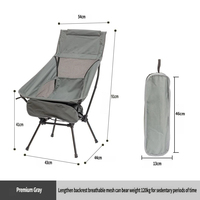 Chaise lune portable à dossier haut pliable pour le camping avec dossier de 91 cm, appui-tête de 2 cm d'épaisseur, siège large en maille pour l'extérieur