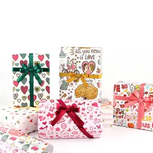Papier d'emballage coloré de haute qualité, 10 pièces, emballage cadeau de saint-valentin, dessin animé, pour cadeau d'anniversaire