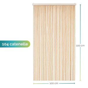 Rideau en corde beige 100x220 cm, 104 chaînes tombantes, effet pompon pour portes et fenêtres - Product Image 2