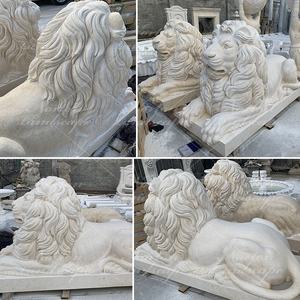 야외 장식 de jardin 대형 큰 대리석 돌 사자 Chinois 정원 조각상 공예 판매 후 개 동상 - Product Image 6