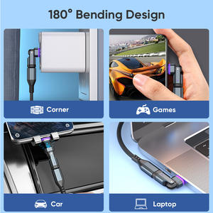 Rechtwinkliges Laden vom Typ C mit 90/180-Grad-Drehanschluss <span class=keywords><strong>3</strong></span> in 1 für iPhone Typ C Micro USB 240W Magnetischer USB C-Adapter - Product Image 5