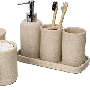 Bathroom Accessories Lotion Soap Dispenser 2 Qtip Holder Dispenser Toothbrush Holder Vanity Tray Bathroom Tumbler Decorative