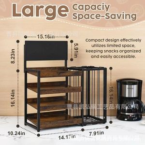 Cross-border <b>desktop</b> wooden snack storage rack, multi-layer iron and wood combination <b>shelf</b>, home leisure wooden snack rack - Product Image 4