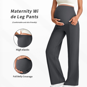 <span class=keywords><strong>Pantalon</strong></span> de maternité taille haute, coupe droite large, très élastique, avec soutien abdominal, style européen, pour la grossesse - Product Image 6