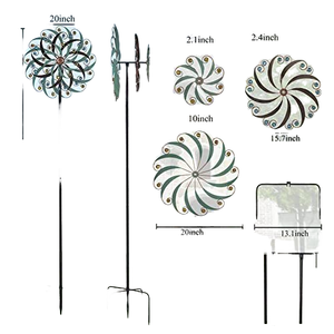 Büyük harikalar bahçe perileri gibi Metal vatansever rüzgar heykel Spinner Yard sanat rüzgar Spinner güneş işığı cam küre - Product Image 4