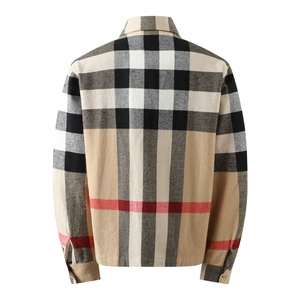 Veste <span class=keywords><strong>surchemise</strong></span> Bur Berry vintage en <span class=keywords><strong>laine</strong></span> à carreaux avec fermeture éclair, col classique, motif tartan <span class=keywords><strong>beige</strong></span> emblématique - Product Image 5