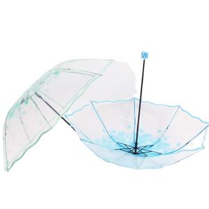 Parapluie pliant transparent QX Sakura à 8 baleines avec poignée en plastique, motif fleur de cerisier, idéal pour mariage ou cadeau – Grande Vente - Product Image 1