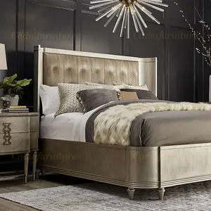 Королевский Французский набор для спальни роскошный золотой цвет французский современный дизайн мебель для дома деревянный набор для спальни