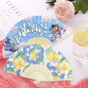 Ventiladores plegables de bambú ligeros impresos personalizados ecológicos con patrones decorativos pintados para BODAS y RECUERDOS - Product Image 2