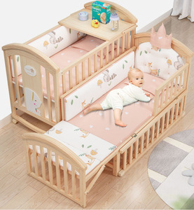 Cunas <span class=keywords><strong>de</strong></span> bebé <span class=keywords><strong>de</strong></span> madera maciza multifuncional ajustable portátil <span class=keywords><strong>de</strong></span> alta calidad, mosquitera, cómoda cama para dormir infantil - Product Image 3