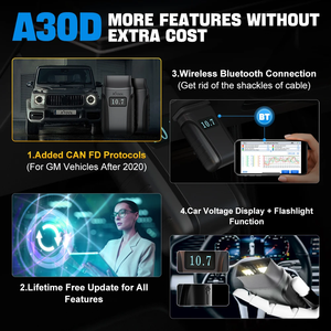 Escáner OBD2 Inalámbrico Bidireccional Anyscan A30D, Herramienta <span class=keywords><strong>de</strong></span> Diagnóstico Completo para Automóviles, 2 Años <span class=keywords><strong>de</strong></span> Garantía, Alcance <span class=keywords><strong>de</strong></span> 33 Pies, Pantalla LCD <span class=keywords><strong>de</strong></span> 5.0 - Product Image 2