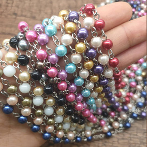 ลูกปัดมุกโซ่แก้วชุบหลายสีเครื่องประดับค้นพบอุปกรณ์ตกแต่ง - Product Image 1