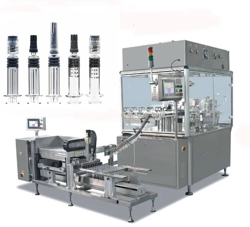Machine de remplissage et de bouchage de liquide de seringue préremplie rotative numérique automatique de haute précision pour manuel