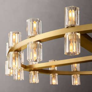 36" Round LED Chandelier Modern American Style Antique Brass Gold Crystal Chandelier For Living Room - Product Image 4