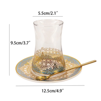 Vente en gros de tasses à thé et soucoupes de style cour turque vintage européen de luxe, ensemble de tasses à café en verre résistant à la chaleur, directement en usine