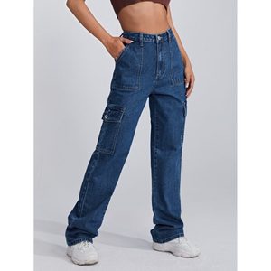 กางเกงยีนส์ปักลาย6กระเป๋าหินวินเทจผ้าผ้ายืดเป็นมิตรกับสิ่งแวดล้อมผ้าทนทานเอวสูงใส่สบาย - Product Image 2