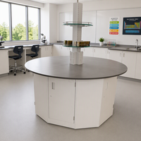 Table de laboratoire moderne avec structure en acier, plan de travail phénolique résistant aux produits chimiques, ensemble de mobilier de laboratoire pour salle de classe scientifique scolaire et atelier