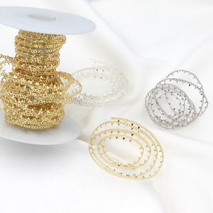 Crystal Wire Edging <b>Strip</b> For Bracelet Making Gold Silver Plated <b>Copper</b> Chain Jewelry Findings Oval Shape SX0191 - Product Image 1