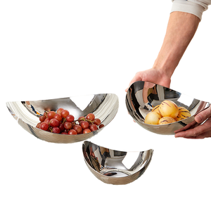 Tazón Decorativo Ovalado de Acero Inoxidable Nórdico, Pulido, Ecológico, para Servir Ensaladas, Frutas, Dulces, Nueces, Verduras, Centro de Mesa - Product Image 1