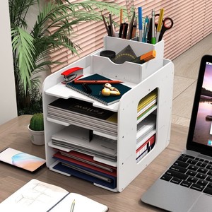 <b>File</b> Rack 5 Tier A4 <b>Document</b> Organizer PVC Desktop Storage Tray Office Supply <b>File</b> Trays - Product Image 3