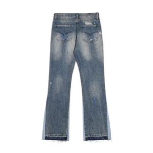 Nuevos Jeans Clásicos Rasgados para Hombre al por Mayor, Jeans Acampanados Destruidos con Pintura y Bordados, Jeans Apilados para Hombre - Product Image 2