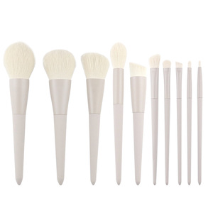 Nouvel ensemble de pinceaux de maquillage personnalisés à manche en <span class=keywords><strong>bois</strong></span> de 10 pièces avec pinceau plat et pinceau correcteur pour l'application sur le visage - Trousse de beauté pour femmes - Product Image 5