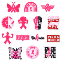 Breloque personnalisée en PVC pour sabot, ruban rose du cancer du sein, pour femmes, breloques de chaussures, décorations de sabots, accessoires féminins