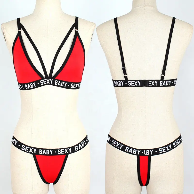 HOT Artist Phụ Nữ Sexy Lingerie Thư Corset Bra + Thong G-String Đồ Ngủ Đồ Lót Bikini Set