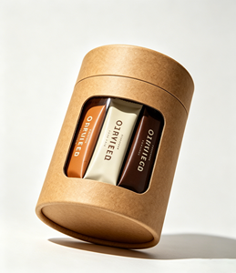 Kraft Paper Tube Packaging with <b>Window</b> for Coffee Beverage Recyclable Custom Design Gold <b>Foil</b> Hot Stamping - Product Image 5