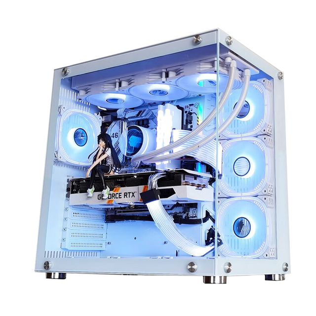 Computer Casingt Desktop Power Supply Pc Gaming Computer Tower Computer Hardware and Software White case Gaming Cabinet 10 Fans
