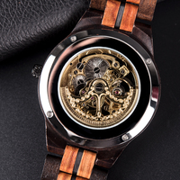 Logo personnalisé boîte oem montre automatique en bois design mécanique de luxe fait main