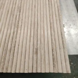 SHIHUI Travertine Bullnose Strips Trim Stone Wall Panel Marble Liner Ribbed Mouldings Pencil 3d Marble Decor Flute Tiles Slab