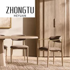 Silla de comedor de madera antigua moderna <span class=keywords><strong>para</strong></span> el hogar más vendida, Sillón tapizado de <span class=keywords><strong>tela</strong></span> <span class=keywords><strong>para</strong></span> sala de estar, cafetería, restaurante, sillón con marco de Metal - Product Image 3