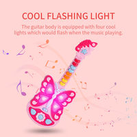 BY TOYS Stimulate Carton Pink Butterfly Eco-Friendly Interesting Keyboard Guitar With Light Musical Instrument for Kids