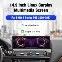 Écran central de voiture de 14,9 pouces avec système Linux, compatible CarPlay, musique Bluetooth et navigation GPS pour BMW Série 6 F06 F12 2010-2019