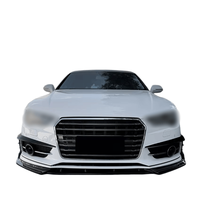 Autocollants en vinyle pour grille d'aération avant en ABS noir brillant et motif carbone, compatibles avec Audi A7 S7 2015 à 2018