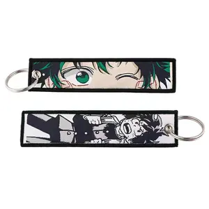 Popular Anime Double-Sided Key Chain Sublimation Fabric Keychain Motorcycle Car Anime Embroidery Keychain