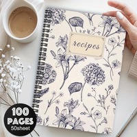 Carnet de notes personnalisé avec couverture rigide, reliure spirale A5, marque-pages adhésifs, carnet de recettes, mon livre de recettes