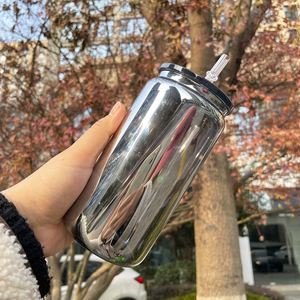 Verre canette 16oz pour bière et soda, aspect miroir métallique noir plaqué, avec couvercles en plastique, pour wraps UV DTF, entrepôt USA - Product Image 3
