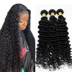 Wholesale Unprocessed Brazilian Human Hair Bundles Raw Virgin Cuticle Aligned Hair Quick Weave Extensions Deep Curly Bundles