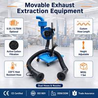 Système d'extraction des gaz d'échappement semi-automatique Fengshen, durable et facilement transportable, avec souffleur d'air 0,55 kW, tuyau de 76 mm et filtre à charbon actif