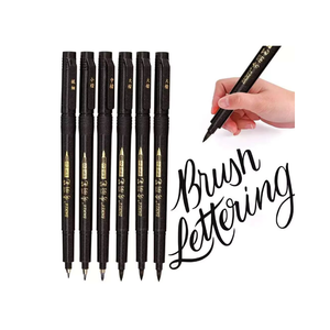 1 ensemble de stylos de calligraphie et lettrage à la main, brosse à recharge flexible, lot de marqueurs pour <span class=keywords><strong>Signature</strong></span>, <span class=keywords><strong>dessin</strong></span>, calligraphie, 4 tailles - Product Image 1