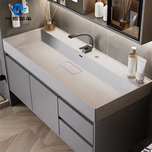 Mueble de Baño Moderno de Lujo Ligero, Resistente al Agua, Color Negro, con Luz LED, Espejo Inteligente con Diseño de Panal, Lavabo Blanco, Montado en la Pared - Product Image 3
