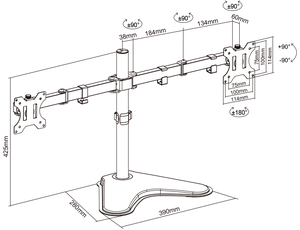 <span class=keywords><strong>Support</strong></span> d'<span class=keywords><strong>écran</strong></span> d'ordinateur vertical pour 2 <span class=keywords><strong>écran</strong></span>s Bras de moniteur avec bras articulés - Product Image 4